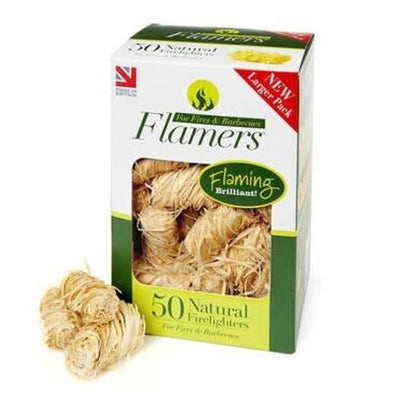 Flamers 50 Natural Firelighters for Fire & BBQ