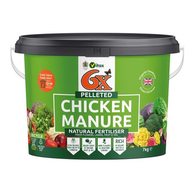 Vitax 6X Pelleted Natural Chicken Manure - 7Kg Tub