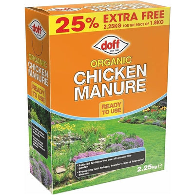 Doff Organic Chicken Manure  Fertiliser Houseplant Compost & Lawn Feed 2.25kg