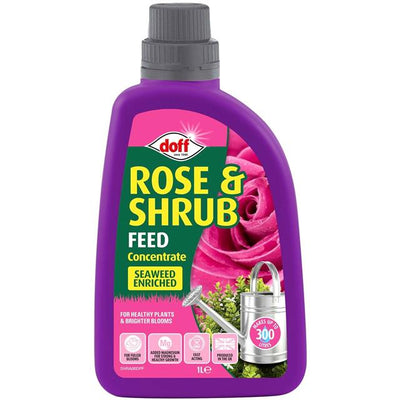 Doff Rose & Shrub Feed Fertiliser with Seaweed & Magnesium Boost 1L Makes 300L
