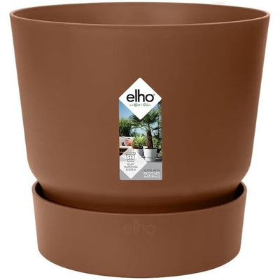 Elho Greenville Round Plant Pot - 20cm (Brown)