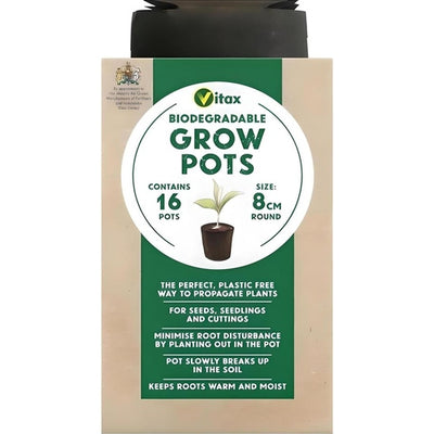 Vitax Biodegradable Grow Pots 8cm Round (16 Pack)