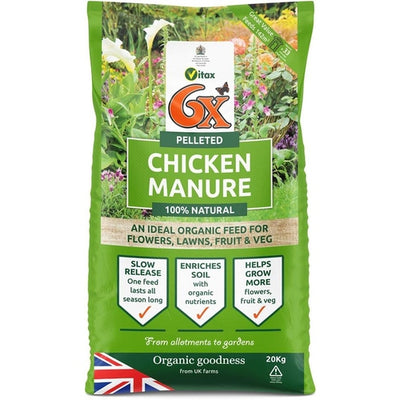 Vitax 6x Pelleted Organic Chicken Manure 20kg